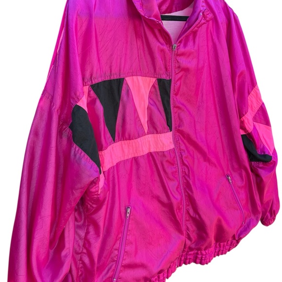 Vibrant Pink Bomber Jacket with Black Accents - Picture 5 of 7